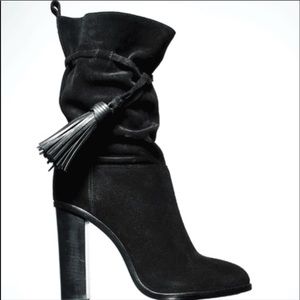 Lanvin Shia tassel ankle boot black suede